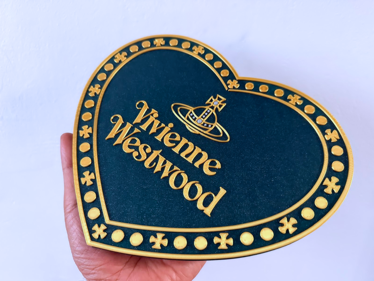 Vivienne Westwood Inspired Heart Wall Plaque, Green & Gold, 19cm