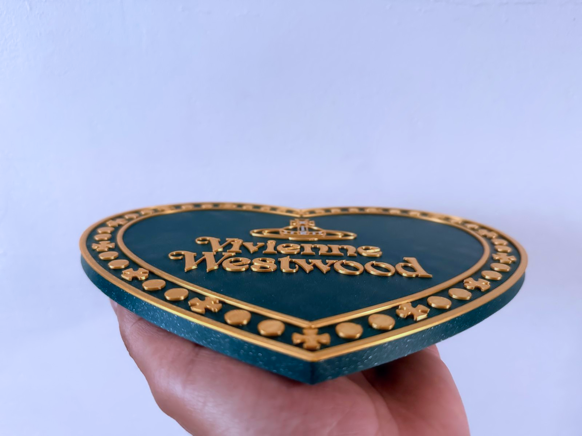Vivienne Westwood Inspired Heart Wall Plaque, Green & Gold, 19cm