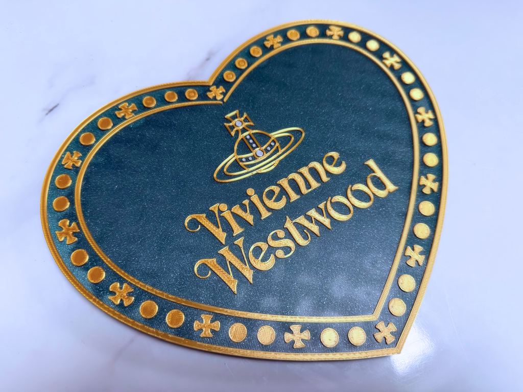 Vivienne Westwood Inspired Heart Wall Plaque, Green & Gold, 19cm